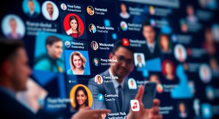 dynamic content sharing, interactive engagement, exchanging multimedia, photorealistic, vibrant social media interface with user avatars, highly detailed, notifications and messages, crisp lines, saturated, studio lighting, shot with a macro lens.